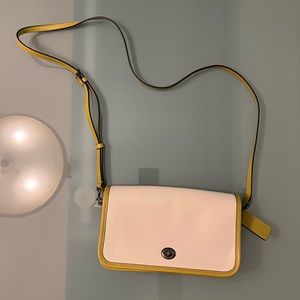 Coach satchel olive green and chalk color